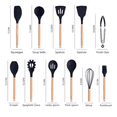 thumbnail image 2 of Utensilios De Cocina Silicona Juego De Cuchillo 19 Set Negro, 2 of 5