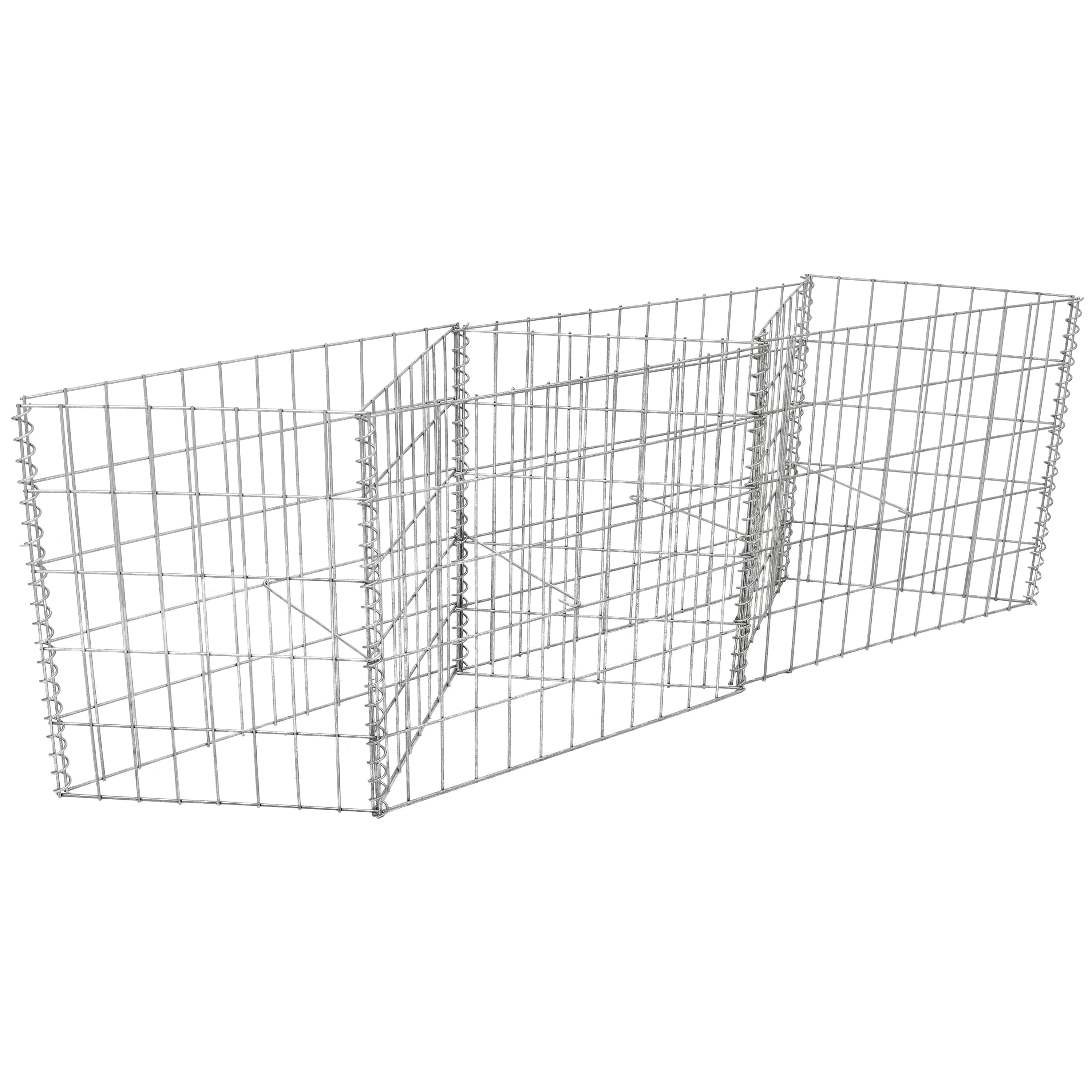 Galvanized Gabion Basket Planter, 47.25" x 11.88" x 19.63" Heavy Duty Wire Cage, 4-Compartment Stone Wall Landscape for Garden Retaining Wall Patio