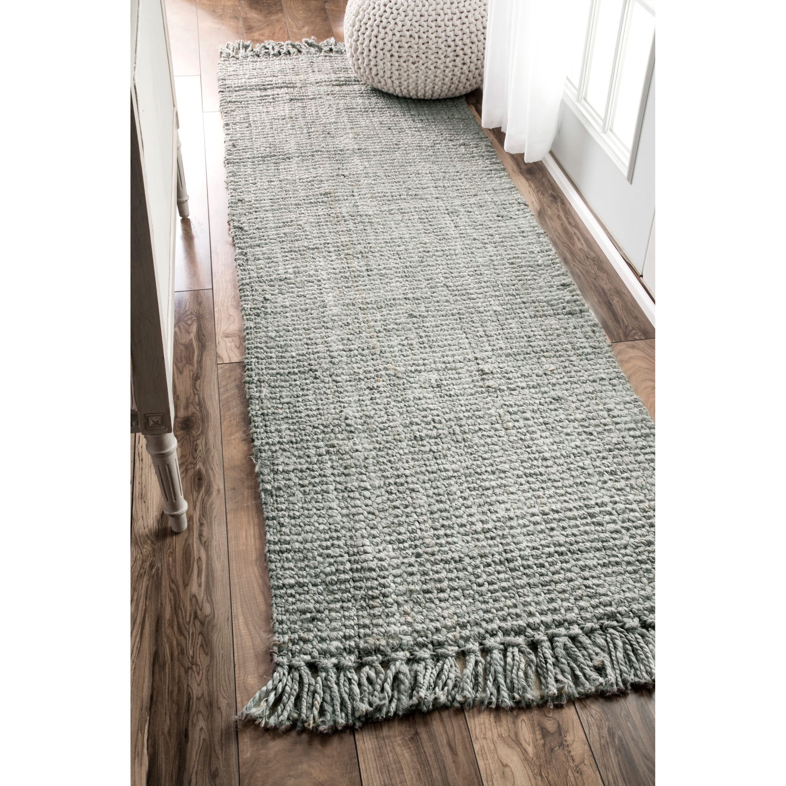 Handcrafted Gray Jute Braided 31" Reversible Area Rug