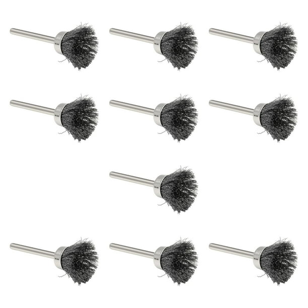 10 cepillos de alambre de acero para limpieza de máquinas y taladros. Cepillo de taza
