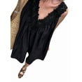 thumbnail image 5 of Women'S V Neck Sleeveless Mini Dress Loose Summer Pleated Swing Flowy Sundress Black S, 5 of 10
