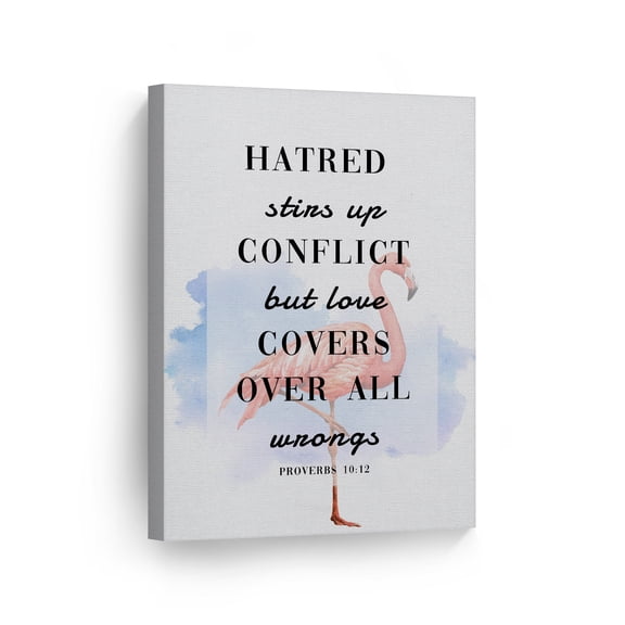 Smile Art Design Hatred stirs up conflict but love covers over all wrongs&nbsp;Proverbs 10:12 Scripture Wall Art Canvas Print Bible Verse Christian Art Religious Inspirational Gift Ready to Hang 17x11