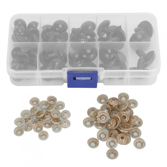 Safe Eyes for Amigurumi Crochet 52PCS 12-24 mm, Plastic Black Large Safe Doll Eyes Stuffed Animal Eyes Craft Crochet Eyes for DIY Of Puppet, Bear, Toy Doll Making Supplies