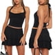 thumbnail image 4 of Top Corto + Faldas Mujeres Cami Crop Top + Mini falda Halter Moda Chaleco Top + Conjunto de faldas (Negro L) Cgtredaw Para estrenar, 4 of 7