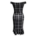 thumbnail image 4 of Ichuanyi Woman Dress clearance Women Fashion Plaid Dress Plain Cold Shoulder Ruffle Loose Hem Slit Dress, 4 of 6