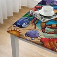 thumbnail image 4 of BANET Decorative Elastic Edged Square Fitted Tablecloth,Underwater World Aquarium Polyester Indoor Outdoor Fitted Table Cover for Home Kitchen Dining Room Fit Square Table White, 4 of 7