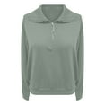 thumbnail image 5 of Womens Tops Casual Women's Solid Sweatshirt Women's Zip Up Hoodless Sweatshirt Casual Long Sleeve Pullover For Spring Fall Daily Wear With Jeans Comfortable Lightweight Soft Pure Color, 5 of 5
