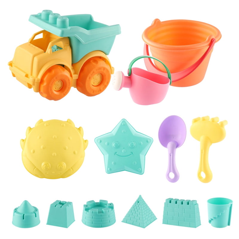 N A Molds Summer Beach Toys for Kids Sand Game Beach Bucket Toys Silicone Sand Buckets Toy Set with Shovels 