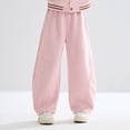 thumbnail image 3 of CPNG Girls Baggy Fleece Lined Sweatpants Wide Leg Sweat Pants Teen Girls Elastic High Waist Trousers Streetwear(Pink,15-16 Years), 3 of 7