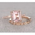 thumbnail image 2 of 2.25 Carat 7X5mm Emerald Cut Morganite Bridal Set With Diamond Moissanites Perfect Halo Bridal Set On Sale With 18K Rose Gold Plating, Promise Ring, Anniversary Ring, 2 of 2