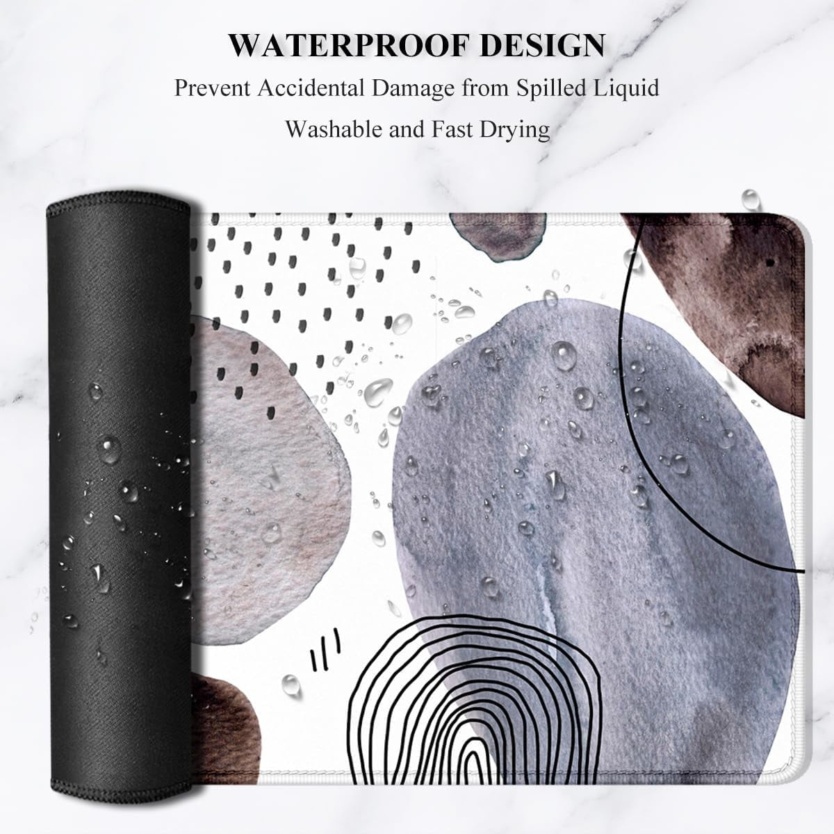 Large Mouse Pad, XXL Gaming Mousepad, Desk Mat for Desktop, Thick Rubber, Big & Long Size, Stitched Edges, Full Desk Pad for Laptop & Computer, Extended 31.5 x 11.8 in, Watercolor Stone