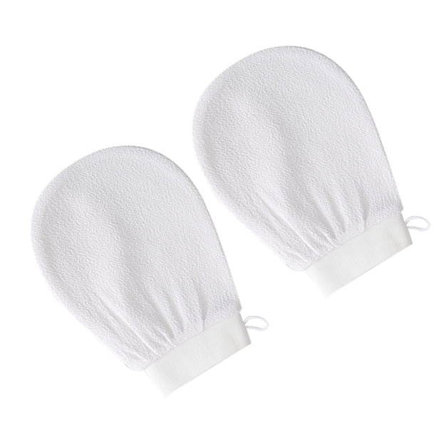 Wosthever 2 uds guantes de baño guante de baño exfoliante guante de masaje Facial frotamiento eliminación de piel muerta accesorios de Juegos de accesorios de baño Blanco