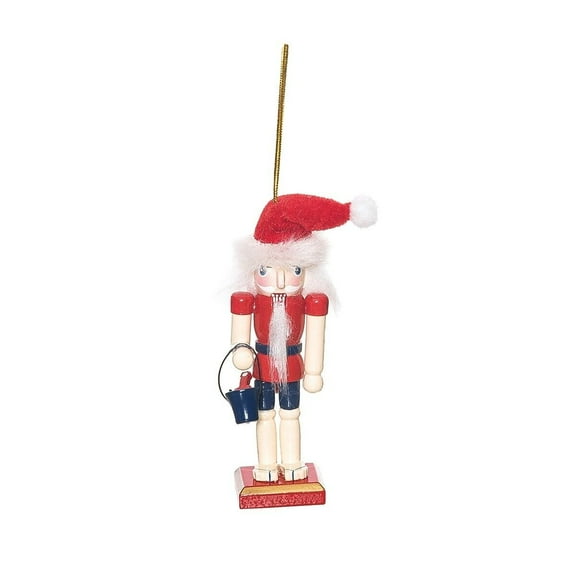 NUTCRACKER IN SANTA HAT Wooden Christmas Ornament, by Gallerie II