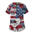 thumbnail image 4 of Iaqnaocc Patriotic Scrubs for Women 4th of July American Flag Butterfly Nurse Uniforms Fashion V-Neck Side Slits Scrub Tops July 4th Celebration Short Sleeve Nursing Scrubs with Pockets Navy 2XL, 4 of 5