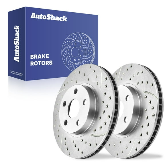 AutoShack Front Vented Drilled & Slotted Silver Zinc Coated Brake Rotors 2-PC Set Replacement for 2003-2008 Toyota Corolla 2005-2010 Scion tC 2003-2008 Toyota Matrix SilverShield Pro 10.82" (275 mm)