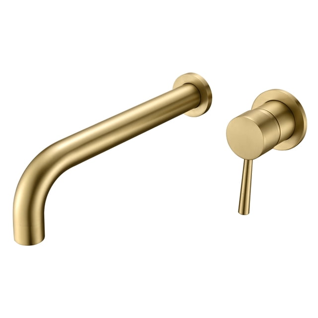 Grifo de Pared para Bañera de Alto Flujo en Oro Cepillado con Boquilla Extra Larga, Válvula Incluida Sumerain