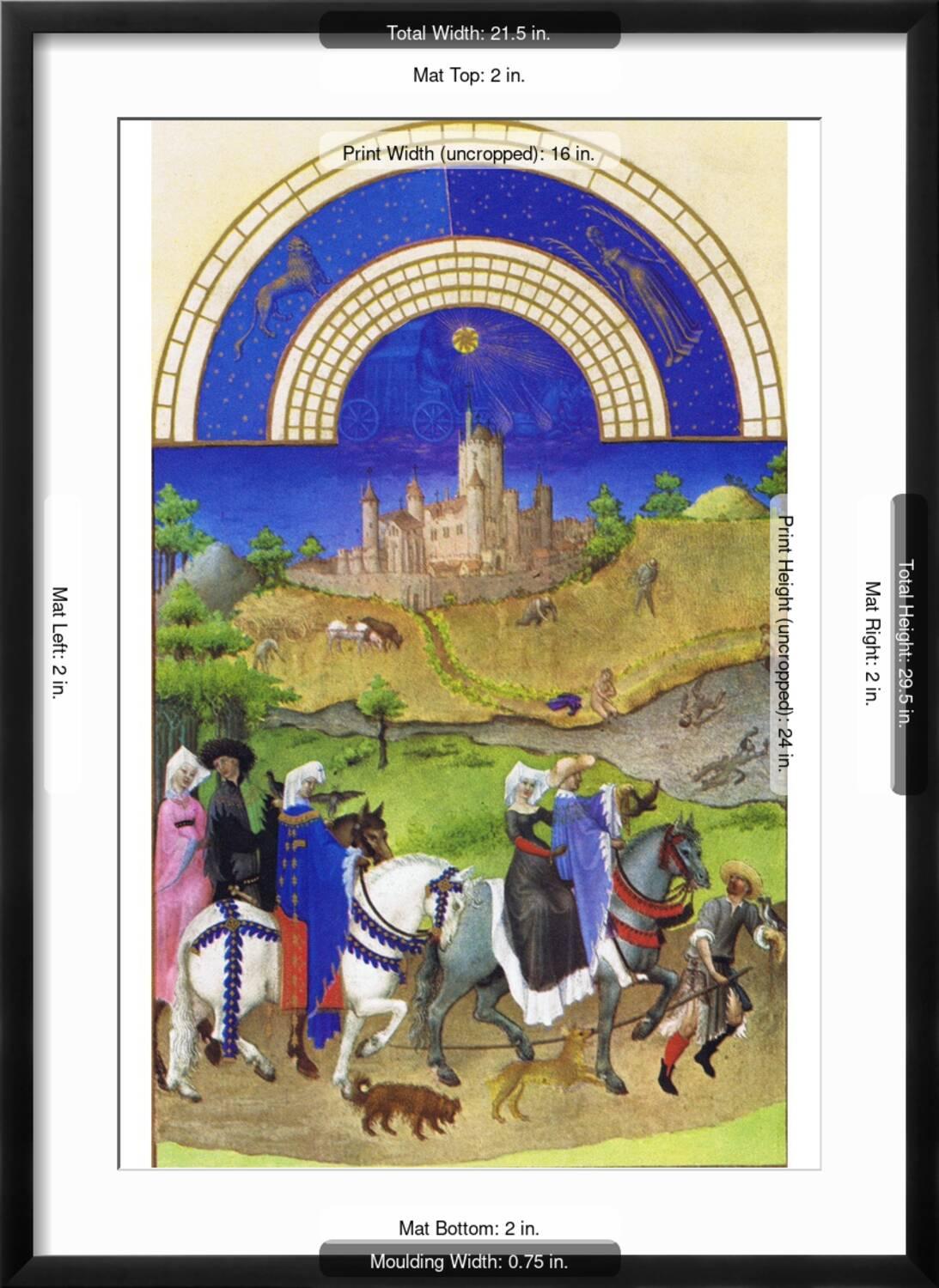 Art.com Le Tres Riches Heures Du Duc De Berry - August Art Print by Paul Herman & Jean Limbourg, Black Frame Wall Art, 21" x 29"