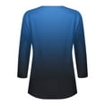 thumbnail image 3 of Womens 3/4 Sleeve T-Shirts, Summer Tops for Women Fashion Loose Fit Ombre Tie Dye Button Up Notch V Neck T Shirts S-3XL, 3 of 5