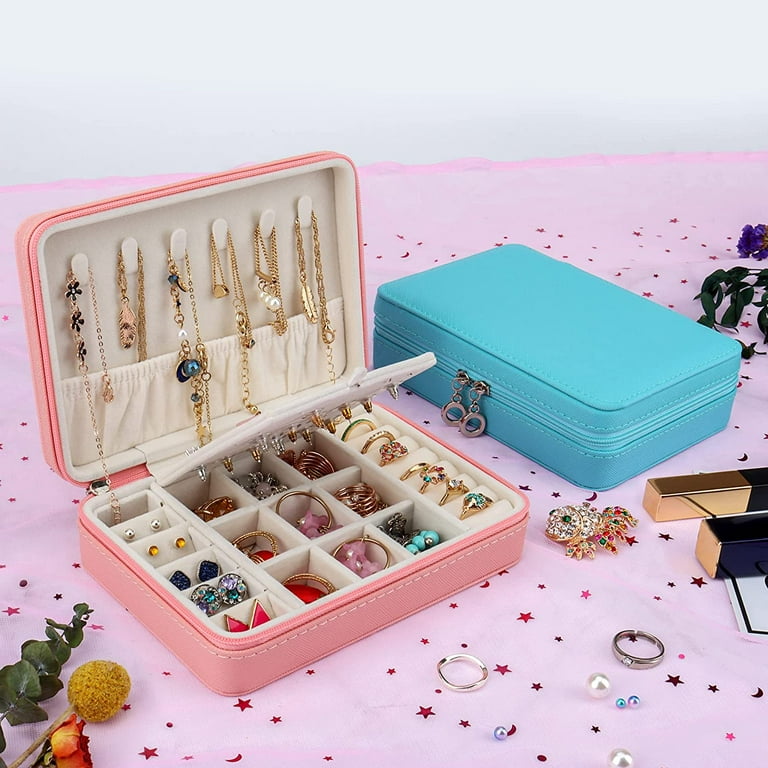 Kids Jewelry Box With 21/32/37 Pieces Little Girls Jewelry Set, Portable  Travel Case For Earrings Bracelets Rings Hair Accessories In Pink Pu Leather