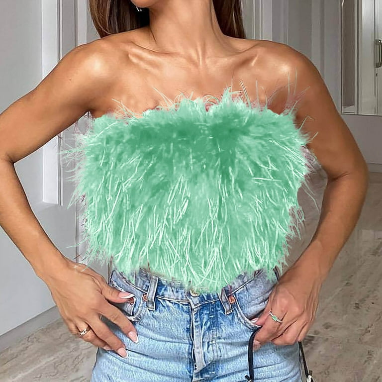 Zenana Outfitters Crop Top Tube Top with Built-in Bra Cool Mint Color -  Perfect Summer Top 