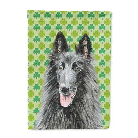 Belgian Sheepdog St. Patrick's Day Shamrock Portrait Flag