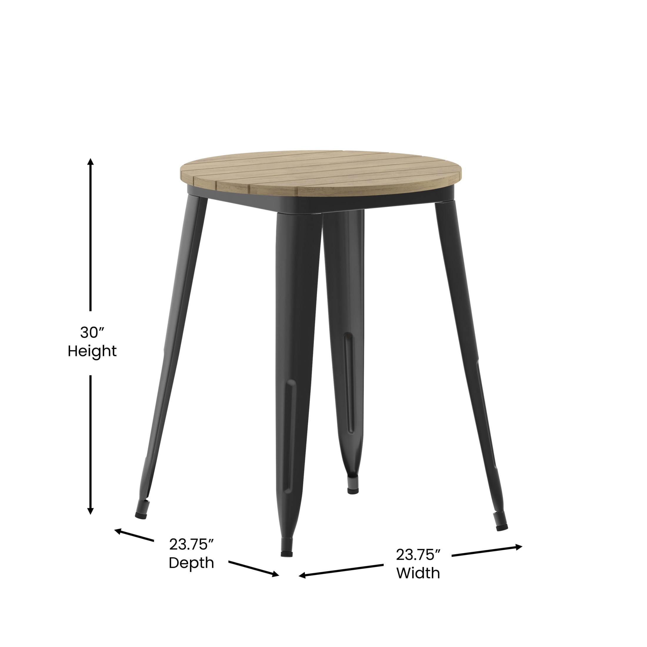 Flash Furniture Declan Commercial Grade Indoor/Outdoor Dining Table, 23.75" Round All Weather Brown Poly Resin Top with Black Steel Base