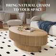 thumbnail image 6 of Gelloan 43.7" Olive Shape Wood Coffee Table, Modern Fluted Coffee Table for Living Room, Veneer Handcrafted Relief Tea Table with Sturdy Pedestal,Natural, 6 of 7