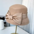 thumbnail image 4 of CoCopeaunt Audrey Hepburn Style Bow Top Hat Women Autumn And Winter Australian Wool Felt Hat Satin Hat Fashion, 4 of 6