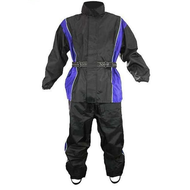 Xelement Rn4768 Men S Black And Blue 2 Piece Motorcycle Rain Suit With Boot Strap 4x Large Walmart Com Walmart Com