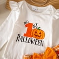 thumbnail image 5 of Dmsael My First Halloween Outfit for Baby Girl Pumpkin Romper Tutu Skirt with Bow Headband Leg Warmer Clothes 4Pcs Set (Orange,0-3 Months), 5 of 7