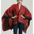 thumbnail image 2 of PIKADINGNIS Women Shawl Wraps Plaid Poncho Blanket Open Front Sweater Cardigan Cape Fleece Scarf Coat, 2 of 6