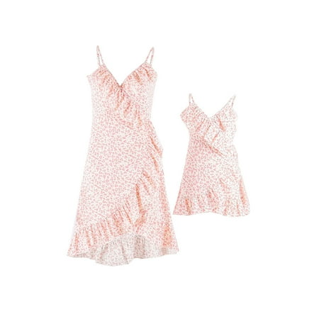 

EYIIYE Mommy and Me Dress Family Matching Outfits Floral Print V Neck Sleeveless Spaghetti Straps Beach Maxi Dress