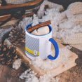 thumbnail image 5 of 3dRose, Your personal name initial letter L - monogrammed grey quatrefoil pattern - personalized yellow gray, 11oz Two-Tone Blue Mug, 5 of 7