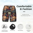 thumbnail image 5 of Haiem Skulls and Flowers Mens Swim Trunks with Compression Liner 2 in 1 Swimming Shorts Stretch Swimwear Quick Dry,Board Shorts-Small, 5 of 9