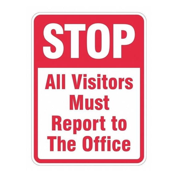 Lyle Rflctv Visitors Stop Sign,24x18in,Alum T1-5062-DG_18x24