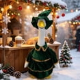 thumbnail image 4 of Cififendec Christmas 23" Porch Goose Costume Set, Green Velvet Tiered Dress with Golden Tinsel Trim and Hat for Goose Statue Outfitting, 4 of 9