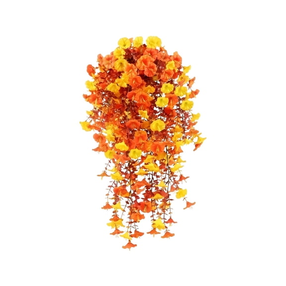Artificial Fall Hanging Flowers Outdoors, Autumn Faux Mums Hanging Plants for Porch Balcony Garden Yard Decor