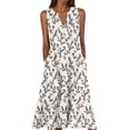 thumbnail image 2 of Otvok Womens Summer Casual V Neck Sleeveless Tank Dress Floral Print A-Line Beach Sundress Resort Style Midi Dress with Pockets Lightweight, 2 of 6