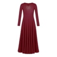 thumbnail image 3 of Zaldita Kids Girls Praise Dance Dress Long Sleeve Liturgical Lyrical Robe Worship Church Maxi Swing Skirt Dancewear Burgundy 16, 3 of 7