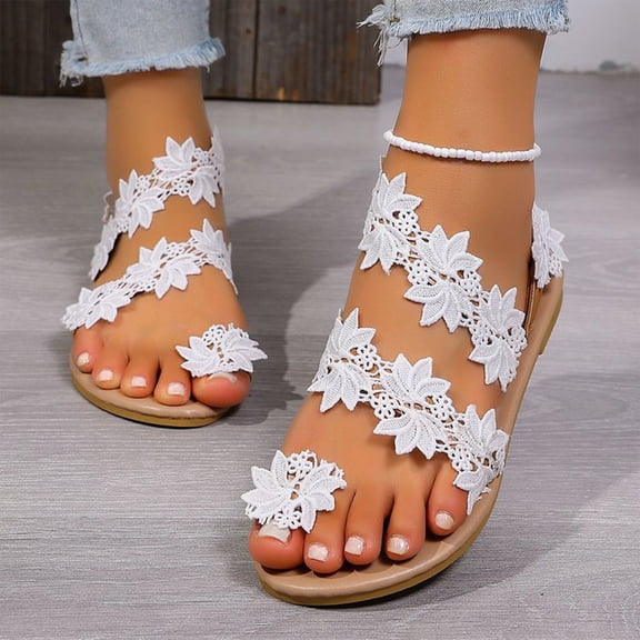 Willtoo Summer Sandals for Women 2026 Boho Beach Shoes Vintage Wedding Wedge Flat