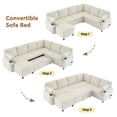 thumbnail image 3 of 109.9" Sectional Sofa Versatile Sofa Bed Sleeper U-shaped with Storage,Two Cup Holders and Charging Ports for Living Room,Beige, 3 of 8
