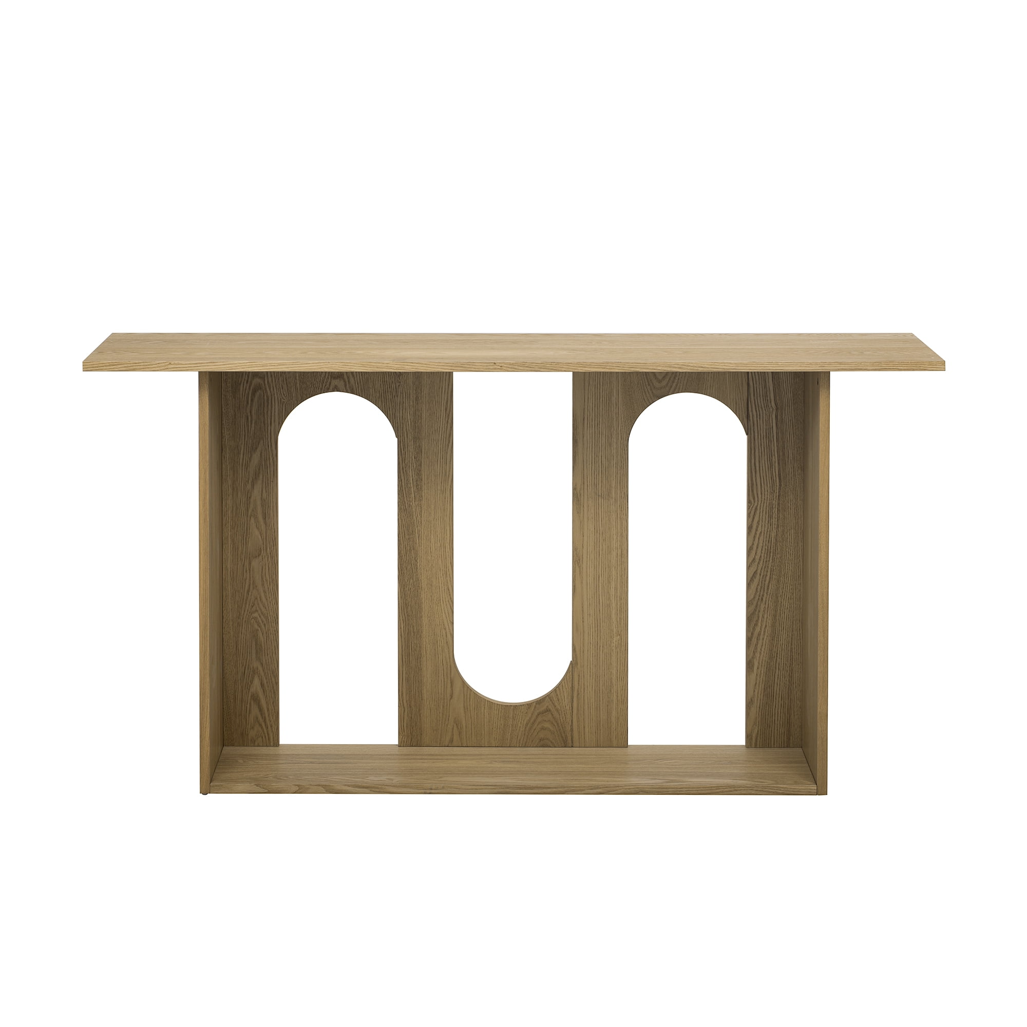 Harper & Bright Designs Wood Curved Console Table with Shelf , Modern Entryway Table with Ash Veneer Designed for Entryway and Hallway , Natural
