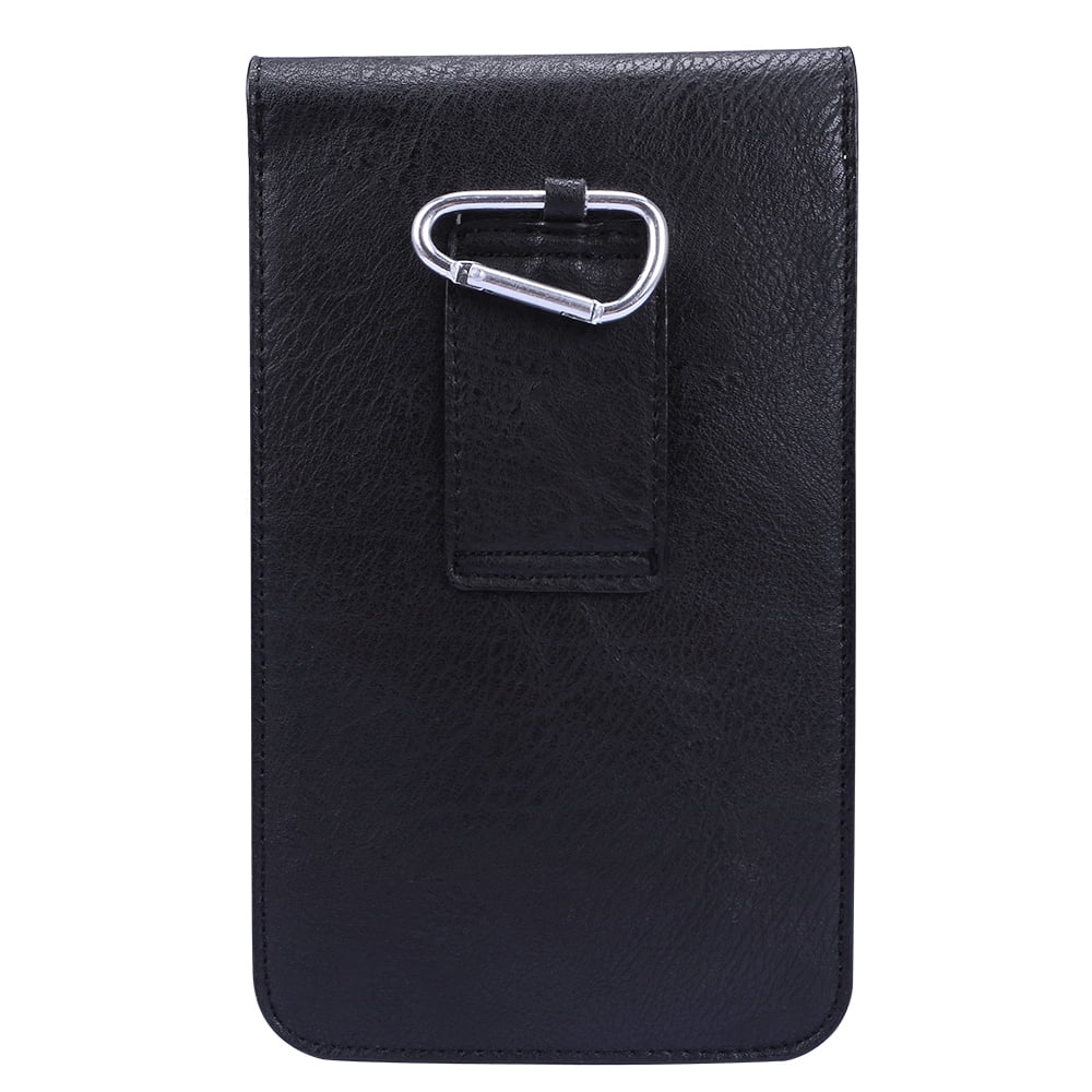 2-PACK: Professional Vegan Leather Vertical Smartphone Holster Wallet (Black/Brown) with Belt Loop, Carabiner, Card Slots - fits Smartphones up to 6.5-inch iPhone XR/XS Max/XS Galaxy S10+/S9 Note 9/8