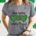 thumbnail image 1 of Qiopertar Haut à Manches Courtes Col Rond Imprimé Graphique pour la Saint-Patrick pour Femmes Grandes Économies de Vacances! Offres de la Semaine Liquidation, 1 of 7