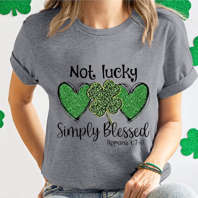 Qiopertar Haut à Manches Courtes Col Rond Imprimé Graphique pour la Saint-Patrick pour Femmes Grandes Économies de Vacances! Offres de la Semaine Liquidation