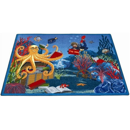 Joy Carpets Kid Essentials - Language & Literacy Fish Tales, 5'4" x 7'8", Multicolored