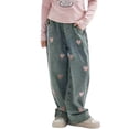 thumbnail image 2 of KAUOD Girl's Baggy Jeans Wide Leg Pants Y2k Elastic Waist Loose Jean Denim Pants Kids Elastic Wasit Denim Pants, 2 of 7