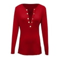 thumbnail image 4 of Holzkary Womens Long Sleeve Shirts Fall Clothes Henley Tops Business Casual Ribbed Blouses Fashion Trendy Outfits 2025 Casual Solid Color Open Collar Long Sleeved Button Top Women's T Shirt B L, 4 of 4