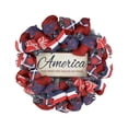 thumbnail image 2 of Patriotic Front Door Wreath, Welcome Sign for Front Door, Patriotic Porch Decor, Independence Day Decorations, 16 Inch Diameter Red White Blue Burlap Mesh Hanging Wreath with, 2 of 8
