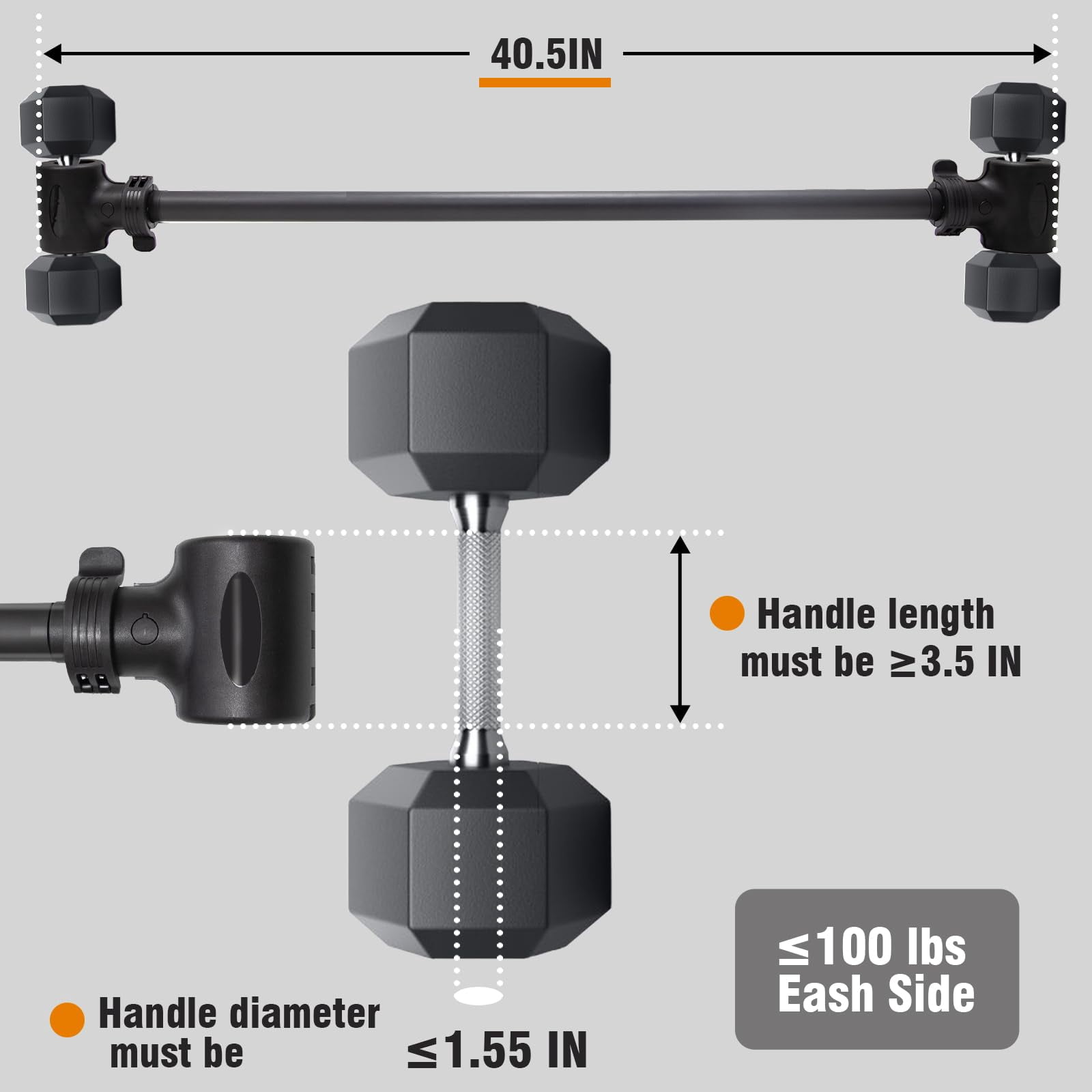 Upgraded Dumbbell Barbell Converter Bar - Transform Dumbbells Into  Adjustable Weights Up To 200 Lbs Suitable For Home Gym Fitness